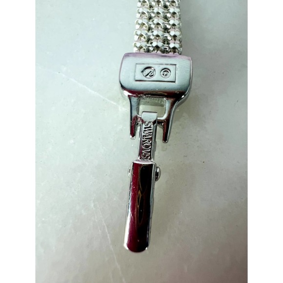 NWT Swarovski clim signed clear crystal 3 row mesh bracelet with tag - Picture 6 of 10